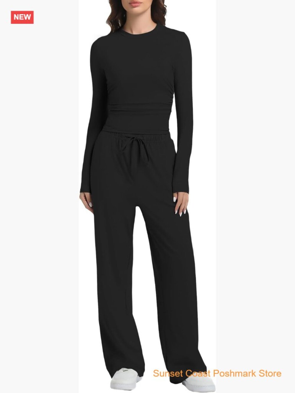2 Piece Lounge Sets Long Sleeve Wide Leg Tracksuits Womens Two Pcs Casual